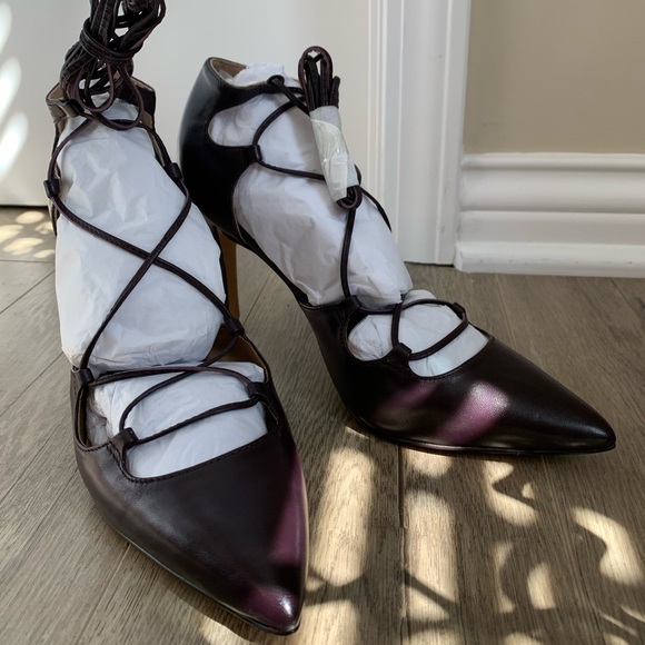 🆕Banana Republic Dakota Plum Lace Up Pumps Size 8 - Picture 6 of 9